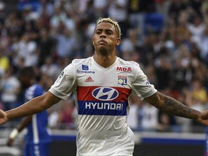 Mariano Díaz celebra uno de sus goles en la Ligue 1.