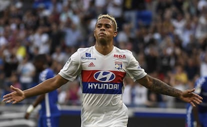 Mariano Díaz celebra uno de sus goles en la Ligue 1.