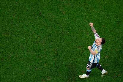 Messi celebra su gol frente a Australia.  