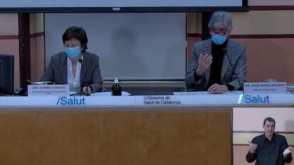 La subdirectora general de Promoción de la Salud, Carme Cabezas, y el secretario de Salud Pública, Josep Maria Argimon.