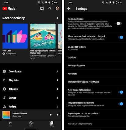 Nuevas funciones de YouTube Music.