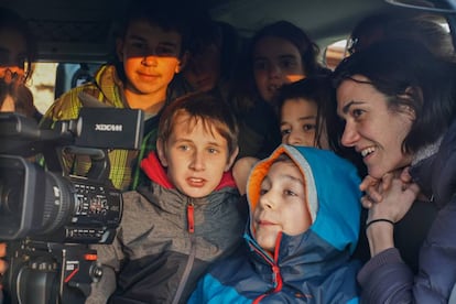 Laia Colell, con alumnos de Cinema en curs.