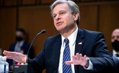  Christopher Wray, durante su declaración.