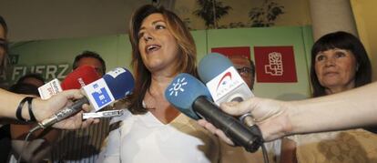 Susana Díaz tras conocerse la victoria de Pedro Sánchez.
