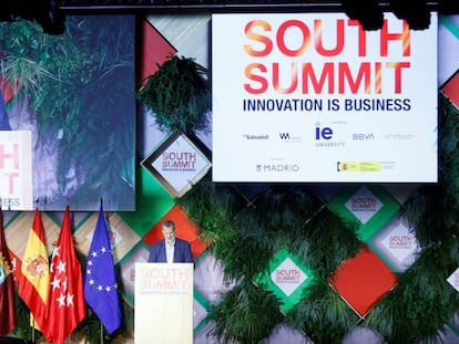 El rey Felipe VI da el discurso inaugural del South Summit 2021 en Madrid este martes. 