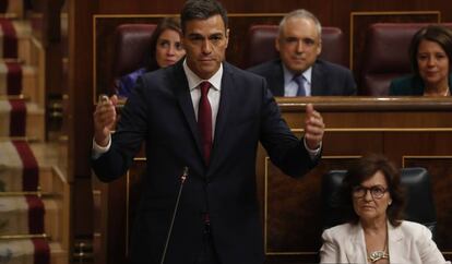 Pedro Sánchez in Congress today.