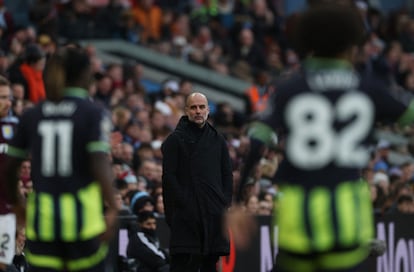 El entrenador del Manchester City, Pep Guardiola, durante el partido ante el Aston Villa este sbado en Birmingham.