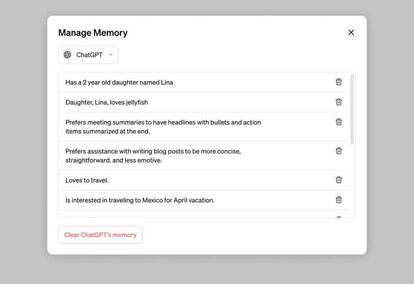 Opciones memoria ChatGPT