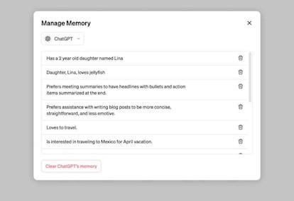 Opciones memoria ChatGPT