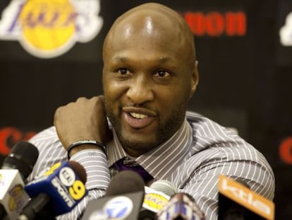 Lamar Odom, en una rueda de prensa en 2009.