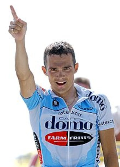 Richard Virenque en el momento de ganar la décimocuarta etapa del Tour de Francia.