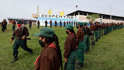 Integrantes del EZLN en la comunidad de Morelia (Chiapas) en abril de 2021.