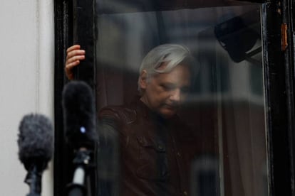 Julian Assange in the Embassy of Ecuador last year.