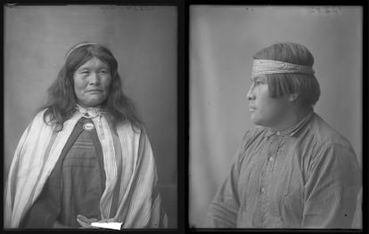 Retratos de indígenas tehuelches tomados en 1904 en San Luis (EE UU).