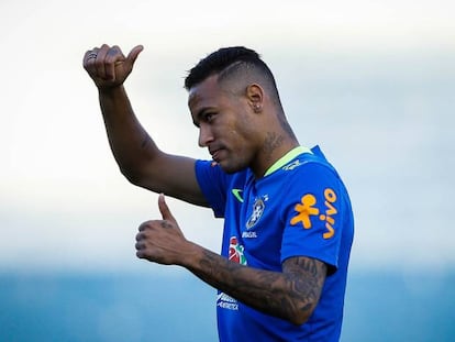 Neymar, em um treino da seleção Sub-23.