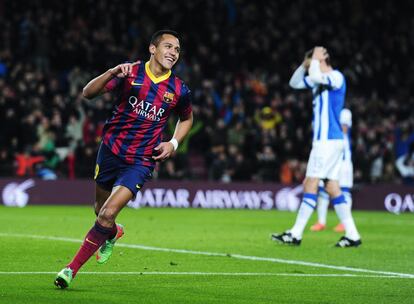 Alexis Sanchez celebra el segundo gol del partido. 