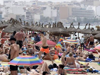 Tourists in Palma de Mallorca.