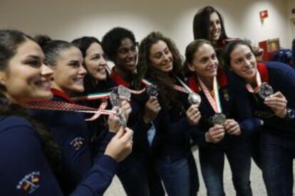 Las jugadoras de la selección femenina de balonmano.