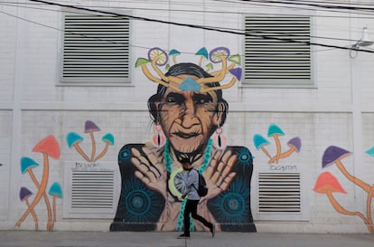 Mural de María Sabina en Oaxaca, México.