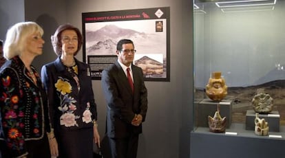 La Reina en la inauguración de la muestra 'El señor de Sipán'.