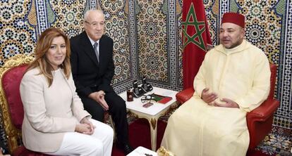 Susana Díaz durante su reunión con el rey de Marruecos, Mohamed VI.