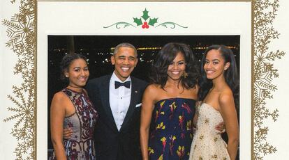 Postal de Navidad de la familia Obama. 