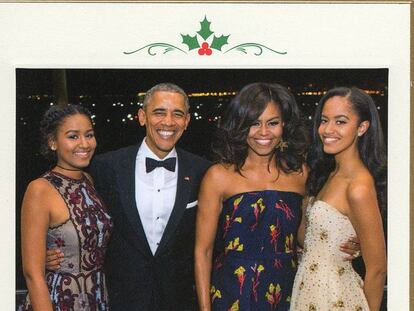Postal de Navidad de la familia Obama. 