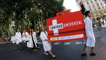 Protesta davant del Ministeri de Sanitat a Madrid el 2015.