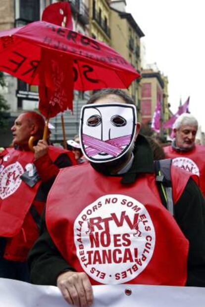 Trabajadores de Radiotelevisión Valenciana (RTVV) en una manifestación. EFE/Archivo