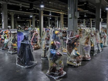 Els ninots de les Falles emmagatzemats a la Fira de Mostres de València.