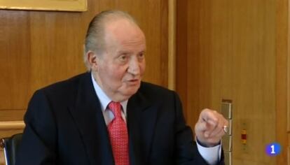 Don Juan Carlos en una imagen emitida en el programa de TVE 'Audiencia abierta'.