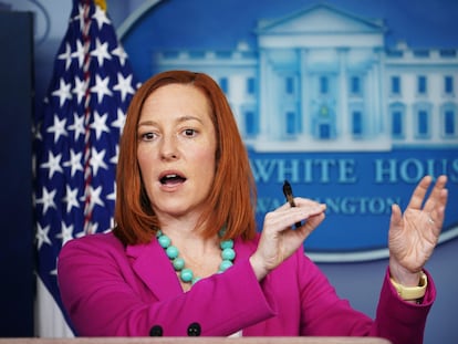 La secretaria de prensa de la Casa Blanca, Jen Psaki, en su conferencia de prensa diaria.