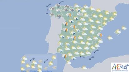 Pronóstico del tiempo para este lunes, desde la medianoche hasta el mediodía.