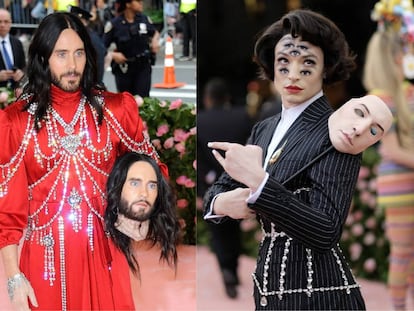 Jared Leto (izquierda), de Gucci, y Ezra Miller (derecha), de Burberry, los dos hombres más originales en la gala benéfica del Metropolitan.