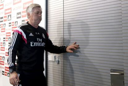 Ancelotti, ayer, tras la conferencia de prensa.