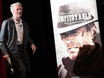 Clint Eastwood antes da sua palestra deste domingo no festival de Cannes.