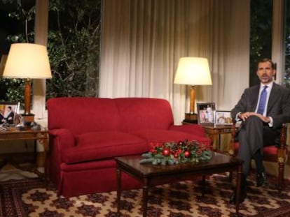 Felipe VI during his first ever Christmas Eve address to the nation.