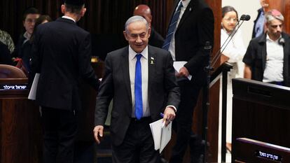 El primer ministro israelí, Benjamín Netanyahu, en el Parlamento, el miércoles.