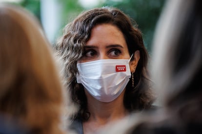 La presidenta de la Comunidad de Madrid, Isabel Díaz Ayuso, este jueves en la Asamblea.