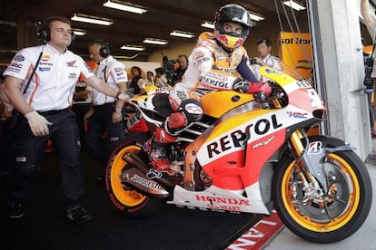 Márquez, antes de salir a conseguir la 'pole'.