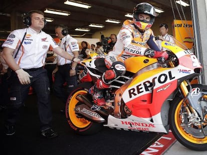 Márquez, antes de salir a conseguir la 'pole'.