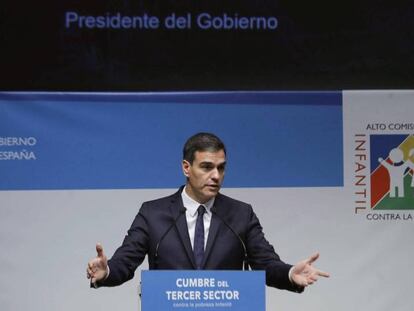El presidente del Gobierno, Pedro Sánchez, en la Cumbre del Tercer Sector, en Madrid.
