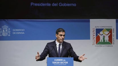 El presidente del Gobierno, Pedro Sánchez, en la Cumbre del Tercer Sector, en Madrid.