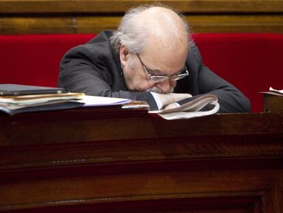 El consejero de Economía de la Generalitat, Andreu Mas-Colell, en el Parlament.