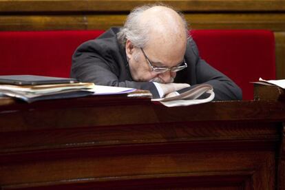El consejero de Economía de la Generalitat, Andreu Mas-Colell, en el Parlament.
