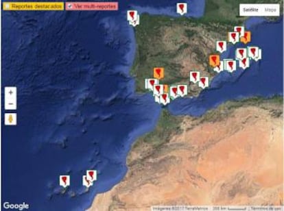 Tornados registrados en España (enero de 2016 a 12 de mayo de 2017).