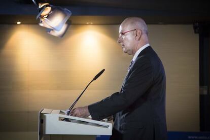Duran Lleida, hoy, en una conferencia de prensa en la sede de Unió