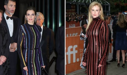 Letizia, en los premios Mariano de Cavia en diciembre de 2016. A la derecha, la actriz Nicole Kidman en la 'premiere' de 'Lion' en Toronto, en septiembre de 2016.