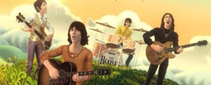 Paul McCartney, George Harrison, Ringo Starr y John Lennon, en su versión animada.