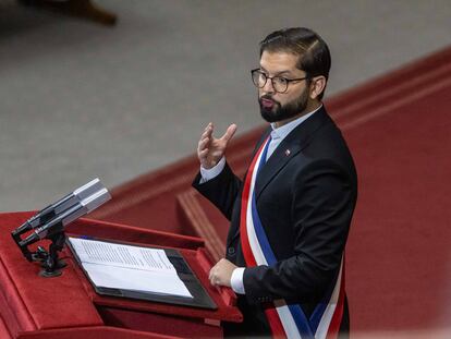 Gabriel Boric en el Congreso Nacional, en Valparaíso (Chile), este jueves.